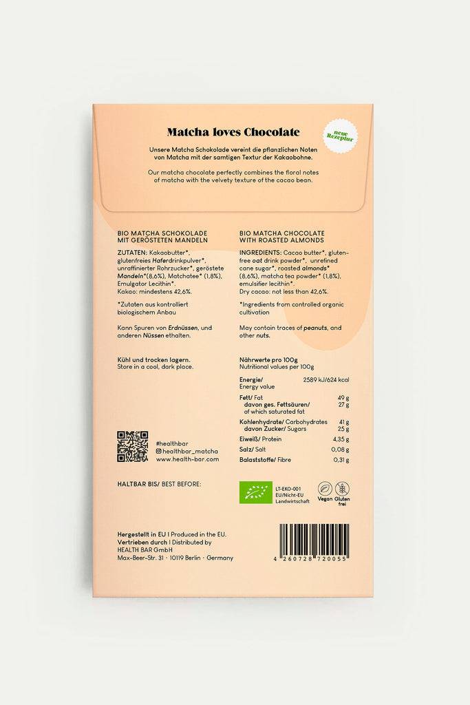 JUKSEREI HEALTH BAR · ORGANIC MATCHA CHOCOLATE ROASTED ALMONDS Großer Ausverkauf