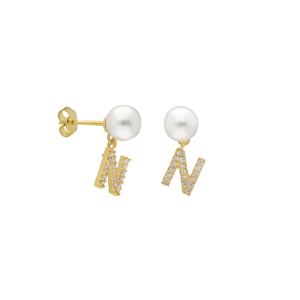Kardelen PEARL INITIALEN OHRRING - 925 SILBER Bestseller