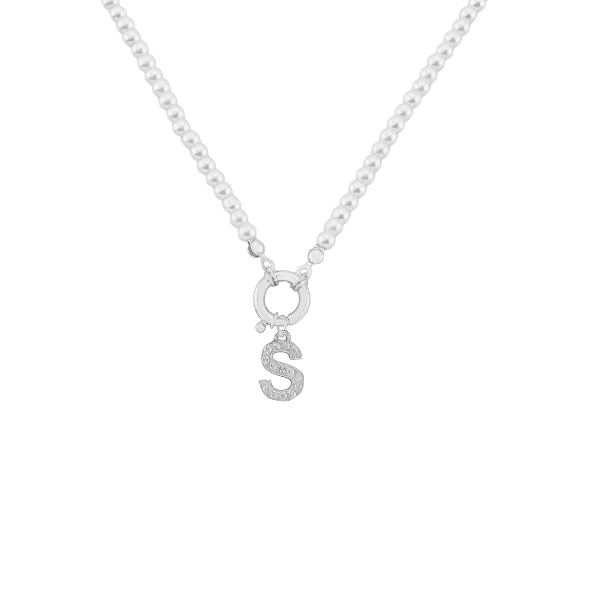 Kardelen Pearl Chain zirkonia Buchstaben Halskette - 925 SILBER Saisonale Angebote