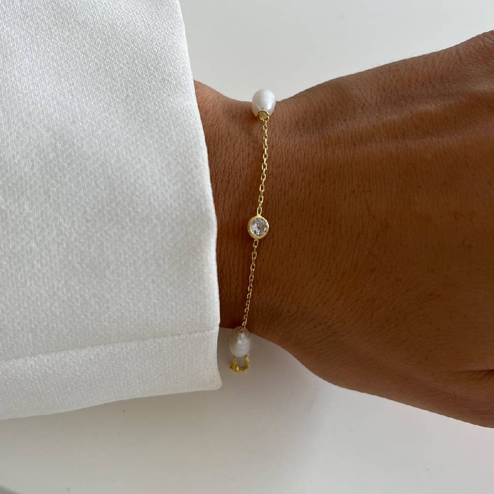 Kardelen Stein Armkette mit Perlen - 925 SILBER Kauf eins, bekomm eins gratis