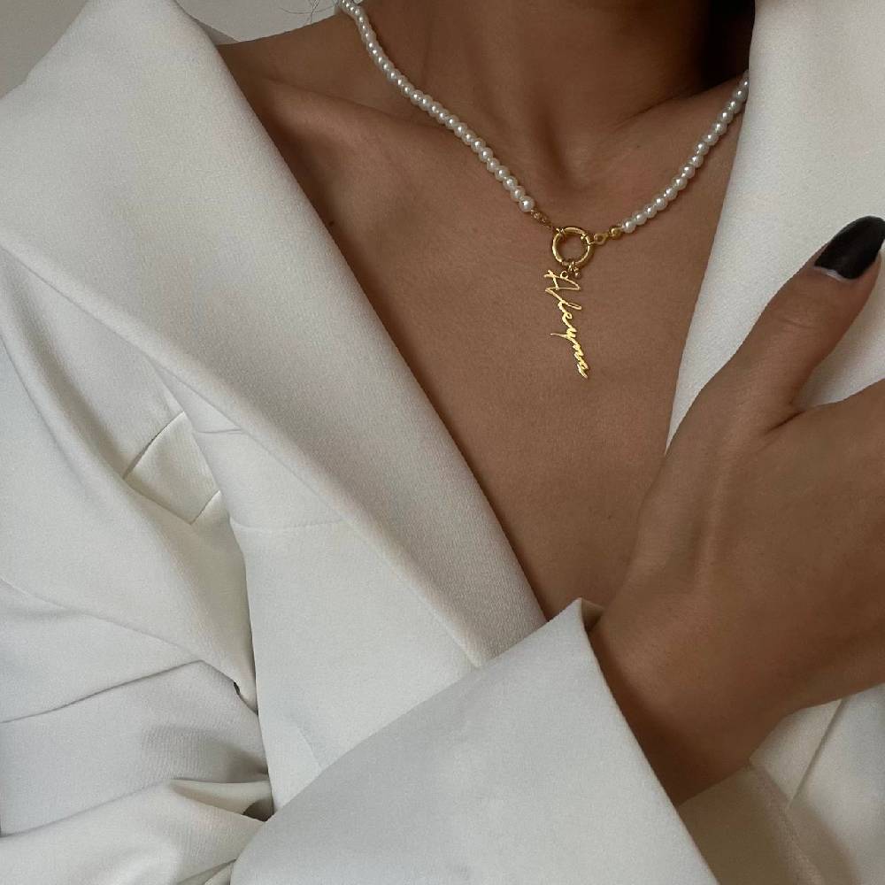 Kardelen Pearl Chain Signatur Namenskette - 925 SILBER Sonderangebote