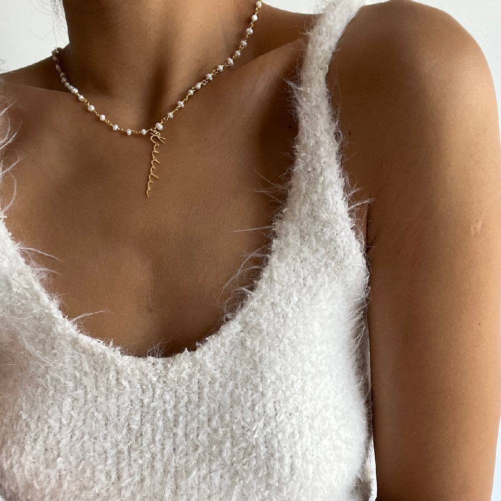 Kardelen Chain Design Pearl Halskette Basic Signature - 925 SILBER Super Sparpreis