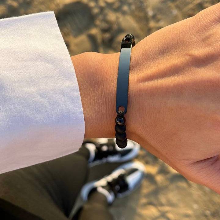 Kardelen ID-Partnerarmband mit Gravur - Pearl Black Bis zu 50% Rabatt