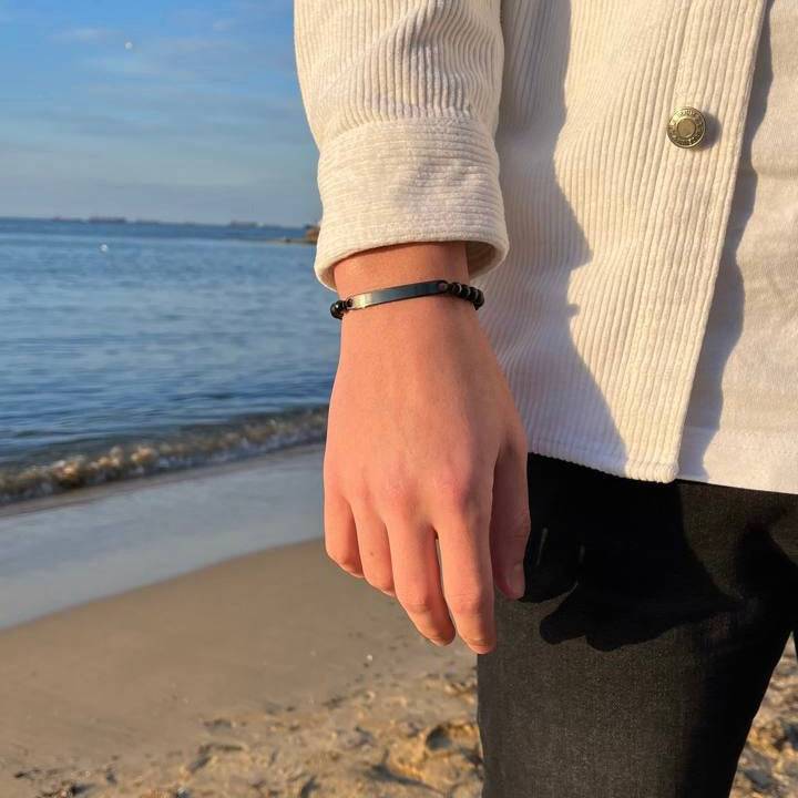 Kardelen ID-Partnerarmband mit Gravur - Pearl Black Bis zu 50% Rabatt