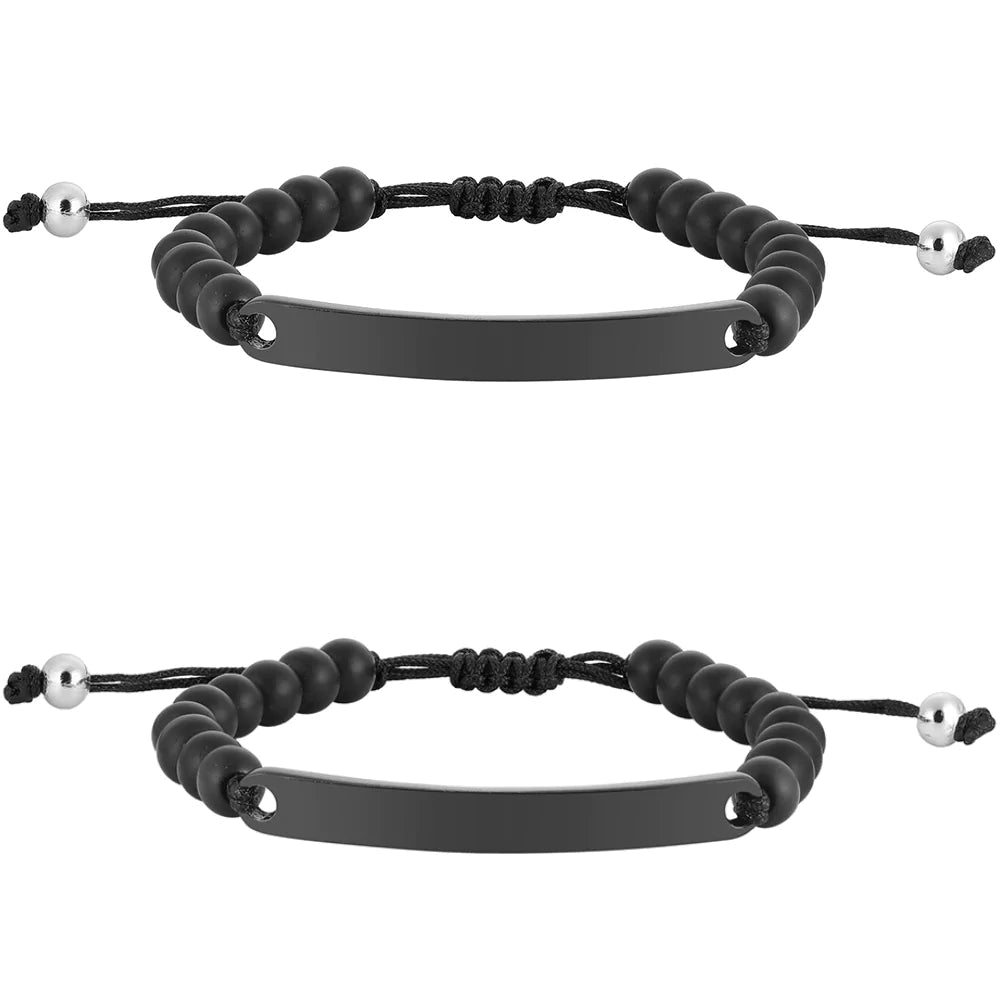 Kardelen ID-Partnerarmband mit Gravur - Pearl Black Bis zu 50% Rabatt