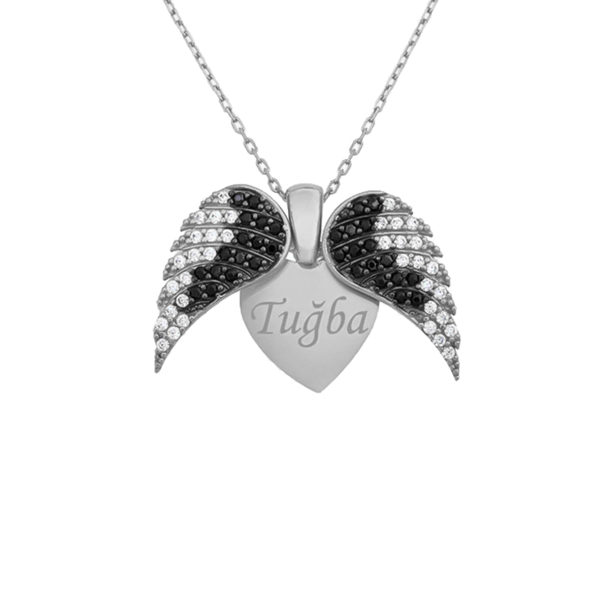 Kardelen Herz & Flügel Gravurkette - 925 SILBER Kostenloser Versand international