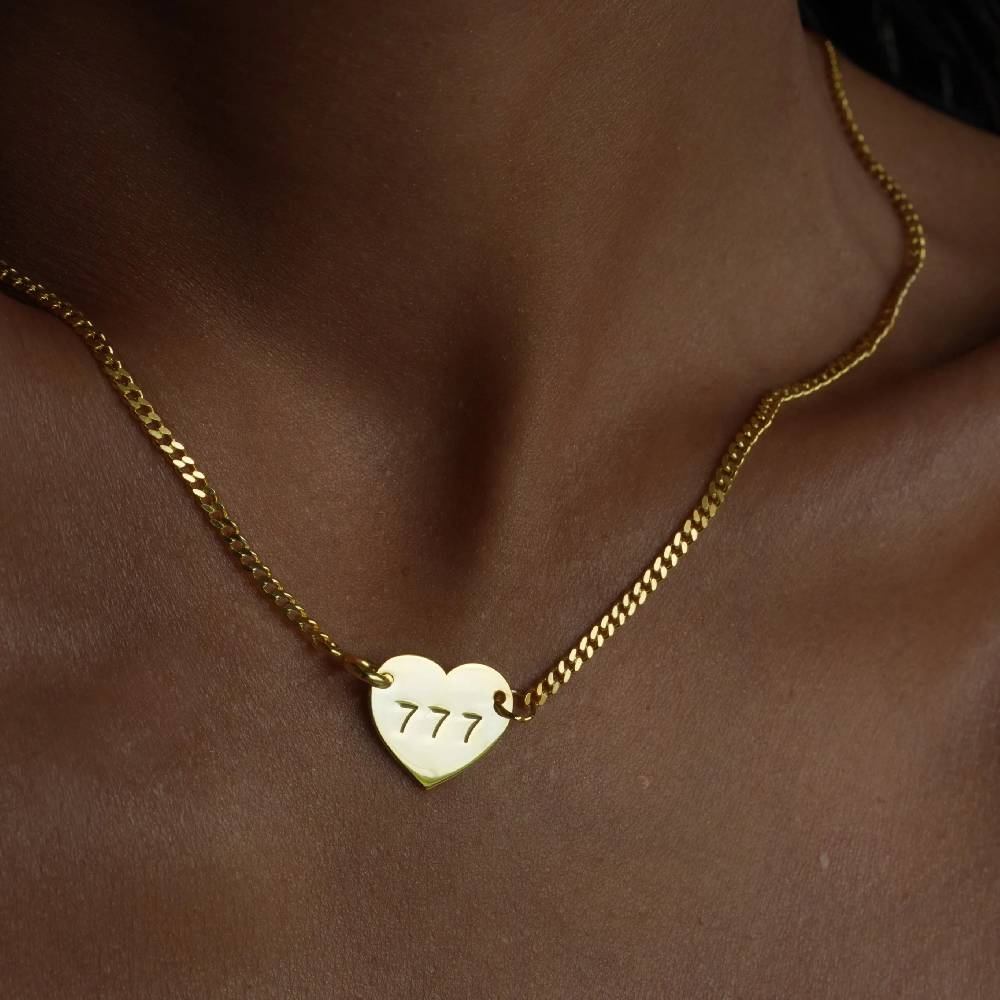 Kardelen CUBAN HEART NECKLACE - 925 SILBER Rabatte dieses Monats