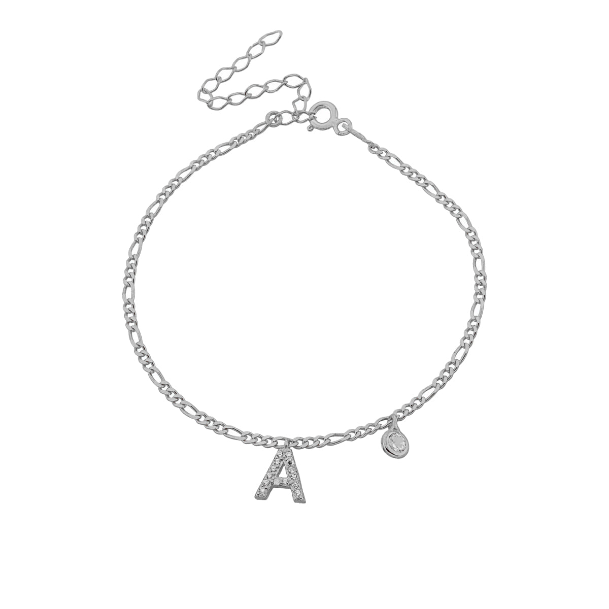 Kardelen Armkette Figaro Zirkonia mit Buchstabe - 925 SILBER Fabrik Onlineshop