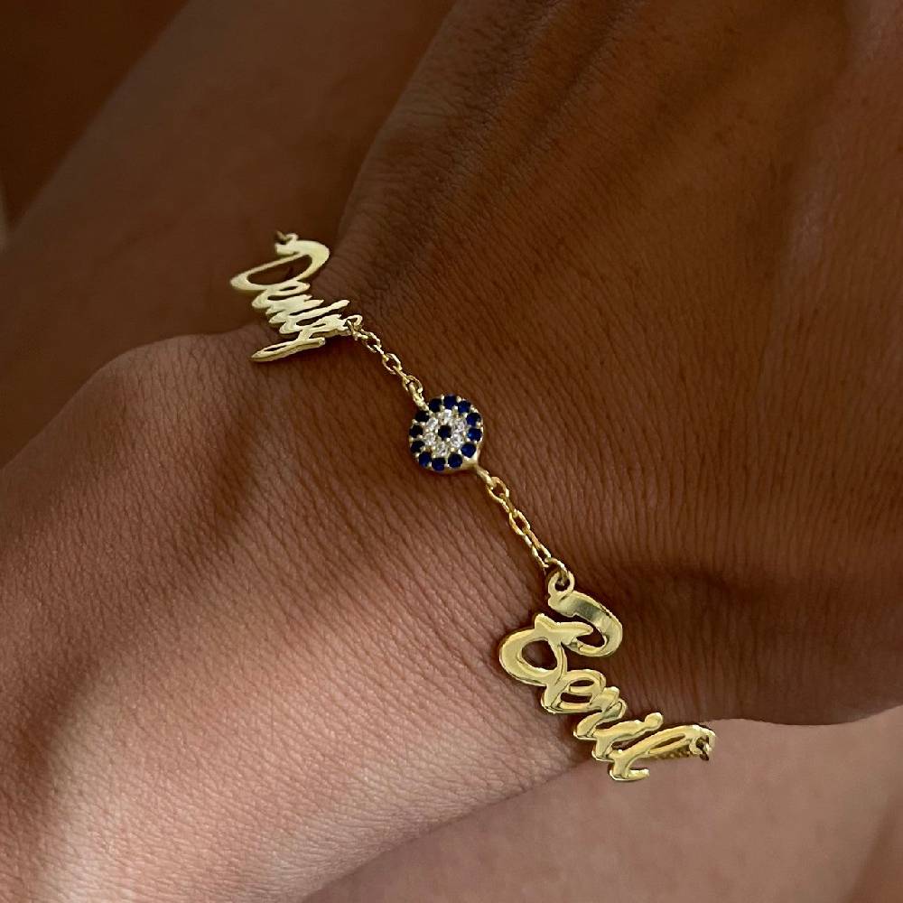 Kardelen 2er Namensarmband - Variante Nazar - 925 SILBER Online Shopping