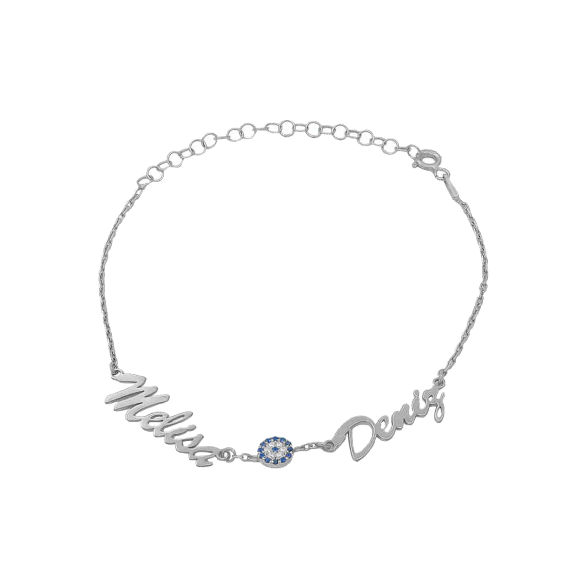 Kardelen 2er Namensarmband - Variante Nazar - 925 SILBER Online Shopping