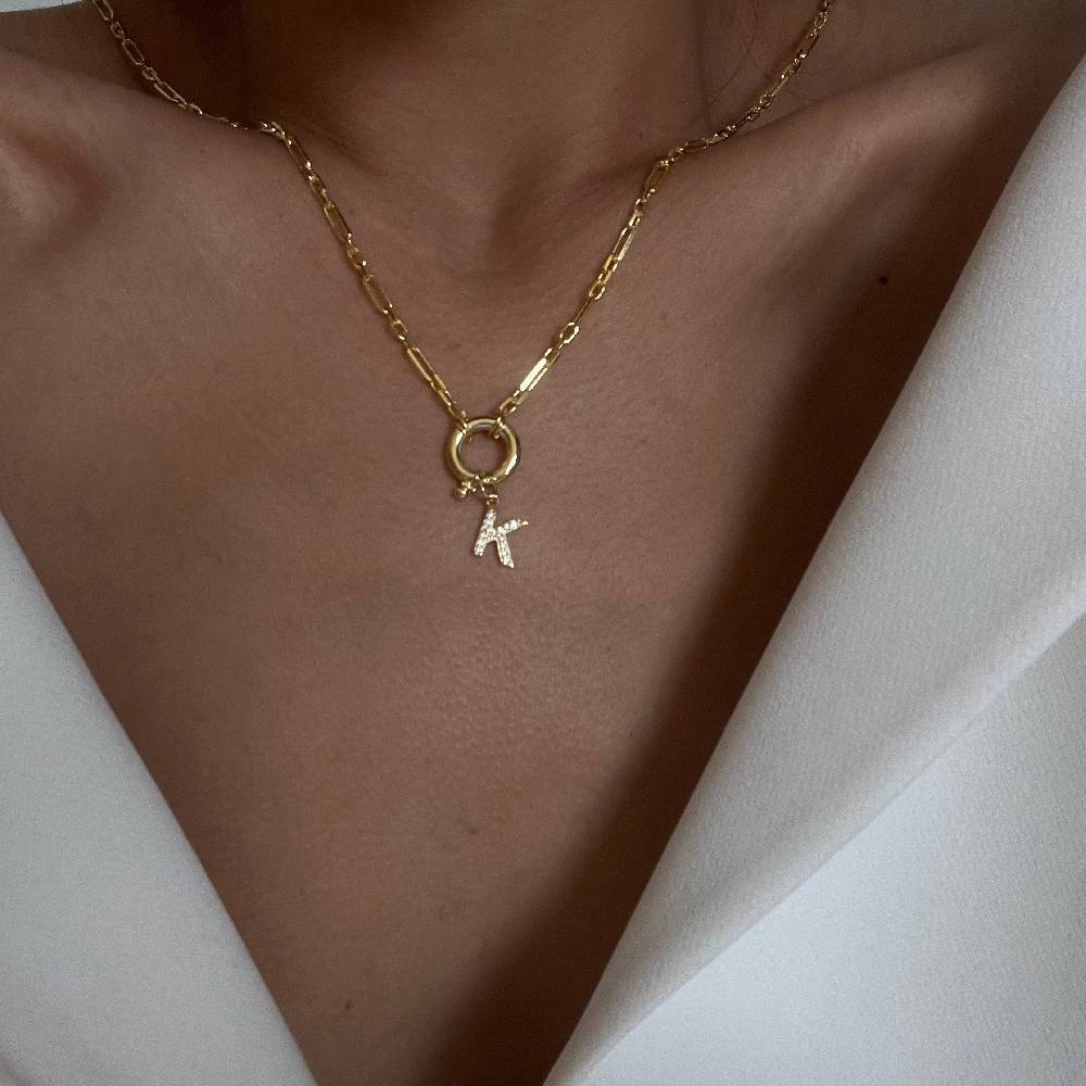 Kardelen Chain Zirkonia Buchstaben Halskette - 925 SILBER Saisonschlussverkauf