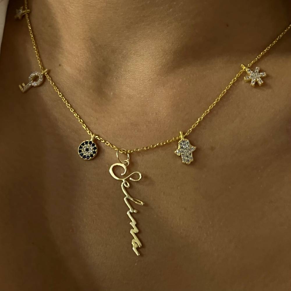 Kardelen Charm Signatur Halskette - 925 SILBER Vatertagsangebot