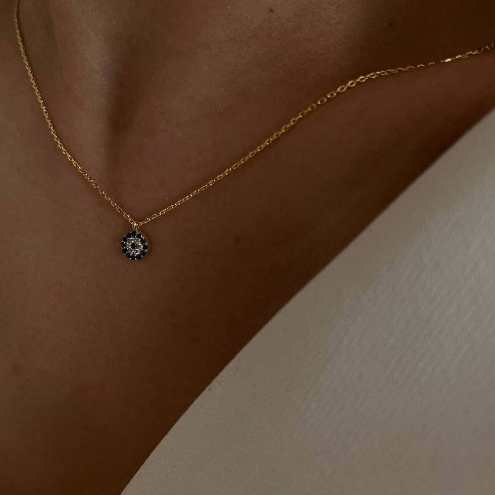 Kardelen Mini Nazar Zirkonia Halskette - 925 SILBER Lagerräumung