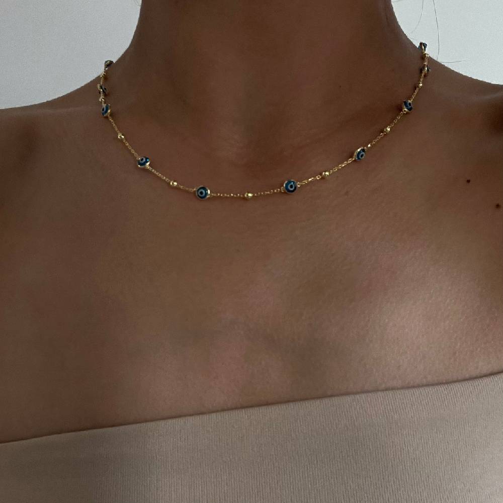 Kardelen Minimal Multi Nazar Halskette - 925 SILBER Online Outlet