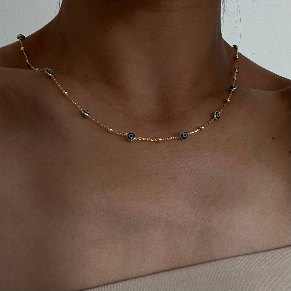 Kardelen Minimal Multi Nazar Halskette - 925 SILBER Online Outlet
