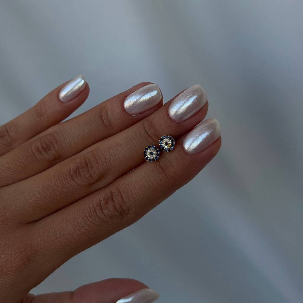 Kardelen Round Nazar Eye Stud Ohrring - 925 SILBER Zeitlich begrenztes Angebot