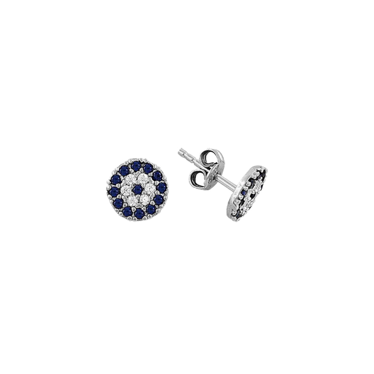 Kardelen Round Nazar Eye Stud Ohrring - 925 SILBER Zeitlich begrenztes Angebot