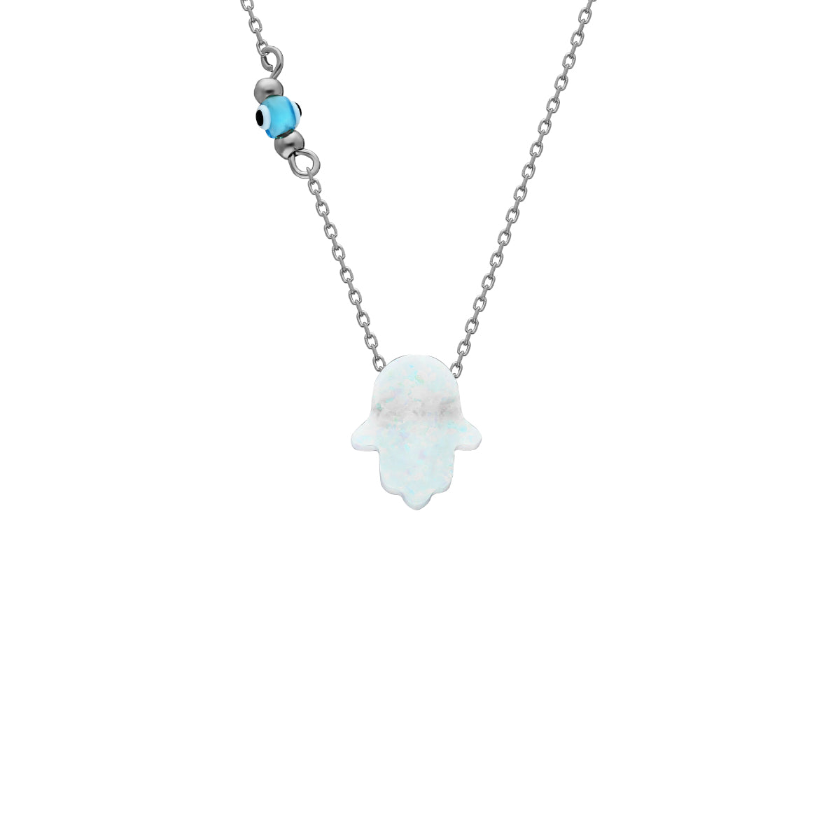 Kardelen Fatimas Hand Opal kette mit Nazar White - 925 SILBER Saisonale Angebote