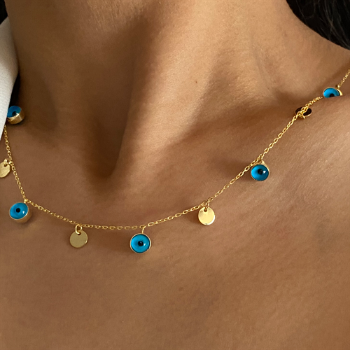 Kardelen Nazar Plättchen Kette - 925 SILBER Kauf eins, bekomm eins gratis