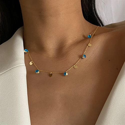 Kardelen Nazar Plättchen Kette - 925 SILBER Kauf eins, bekomm eins gratis