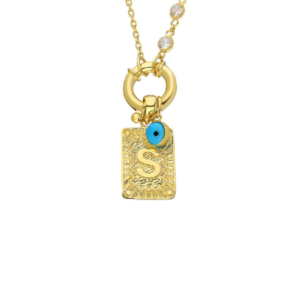 Kardelen Chain Design Iced Buchstabe mit Nazar - 925 SILBER VIP-Rabatte