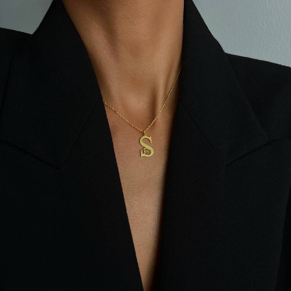 Kardelen Duo Initialen Necklace - 925 SILBER Letzte 2 Tage