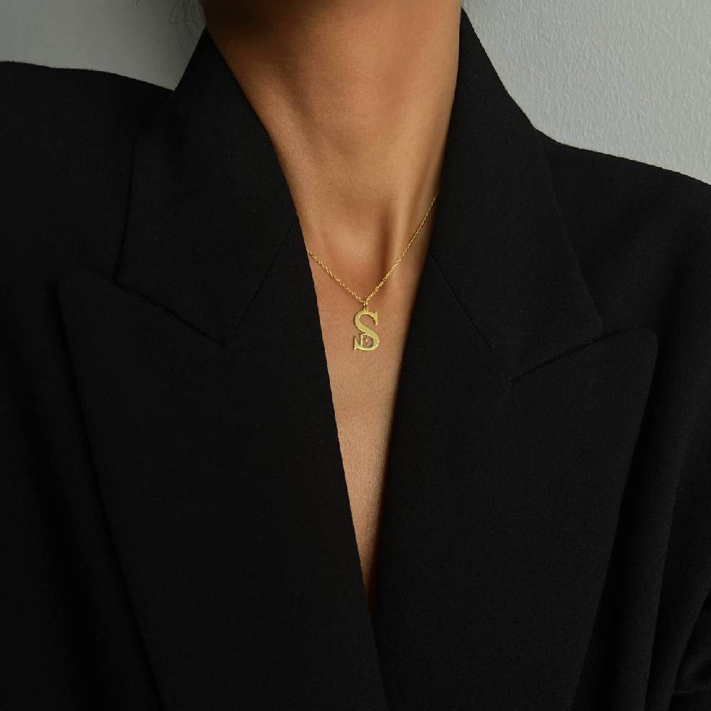 Kardelen Duo Initialen Necklace - 925 SILBER Letzte 2 Tage