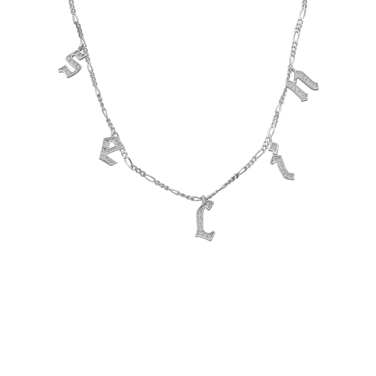 Kardelen Chocker Namenskette mit Zirkonia Gothic - 925 SILBER Letzter Tag