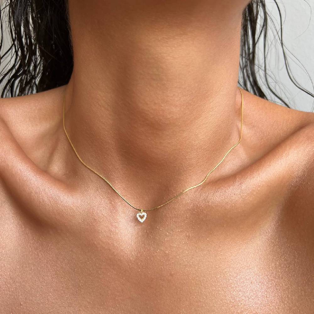 Kardelen MINI ZIRKONIA HERZ HALSKETTE - 925 SILBER Bis zu 50% Rabatt