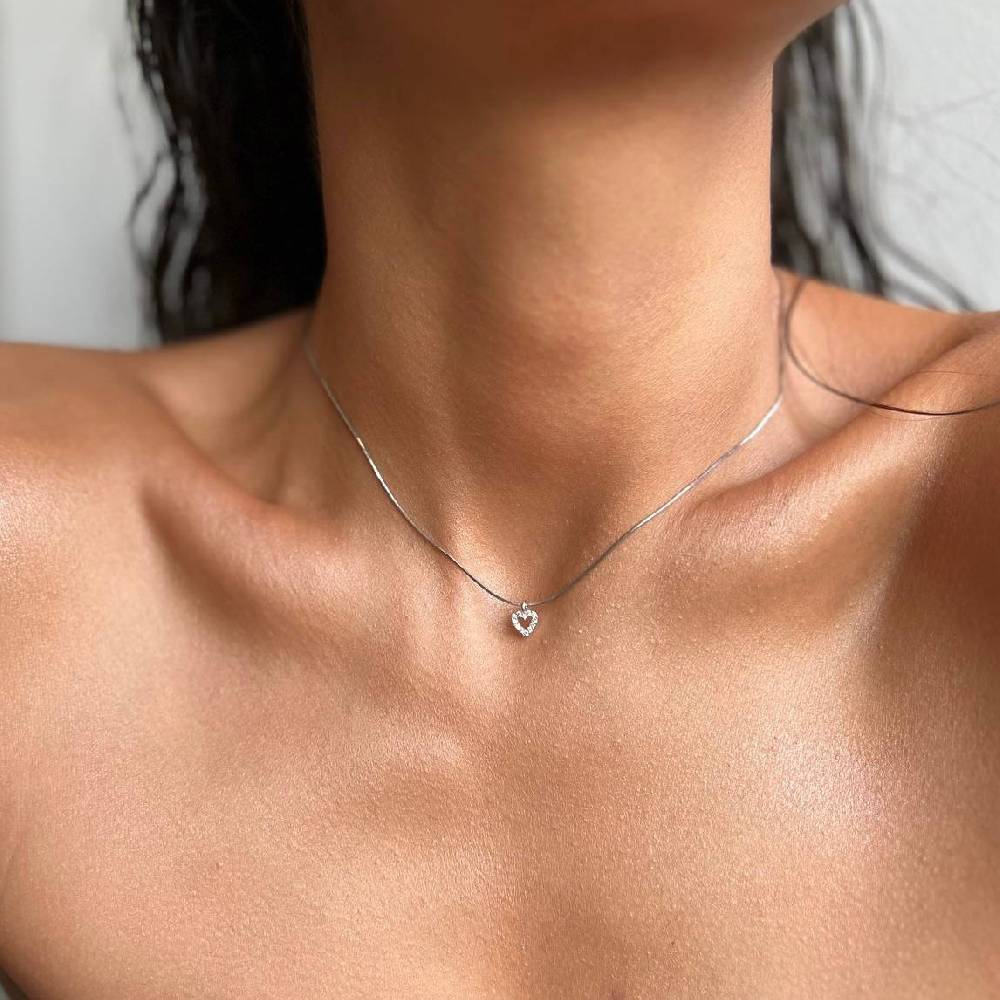 Kardelen MINI ZIRKONIA HERZ HALSKETTE - 925 SILBER Bis zu 50% Rabatt