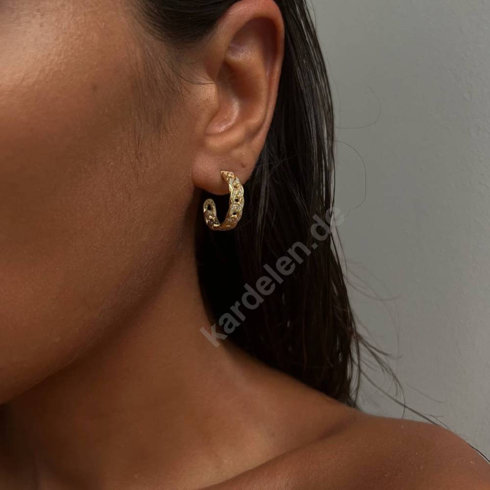 Kardelen Stoned Cuban Ohrring - 925 SILBER Speichern exportieren