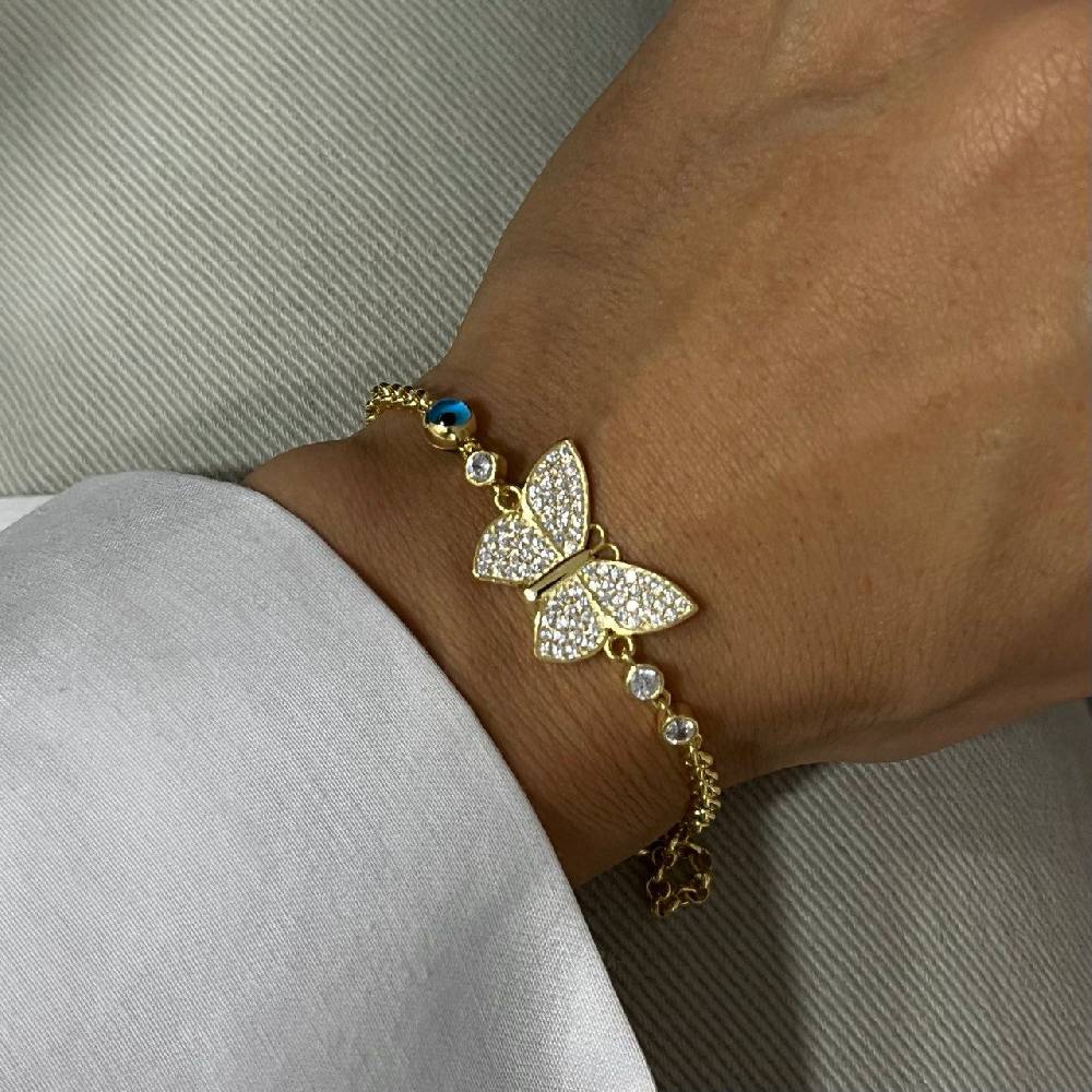 Kardelen Butterfly Nazar Armkette - 925 SILBER Black Friday Preise