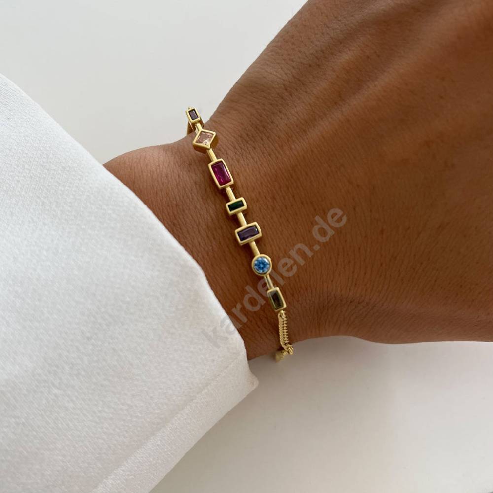 Kardelen Colorfull Stein Armkette - 925 SILBER Im Verkauf