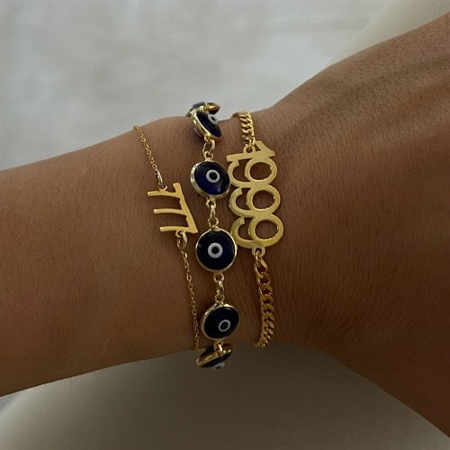 Kardelen Grande Blue Nazar Armkette - 925 SILBER 2025