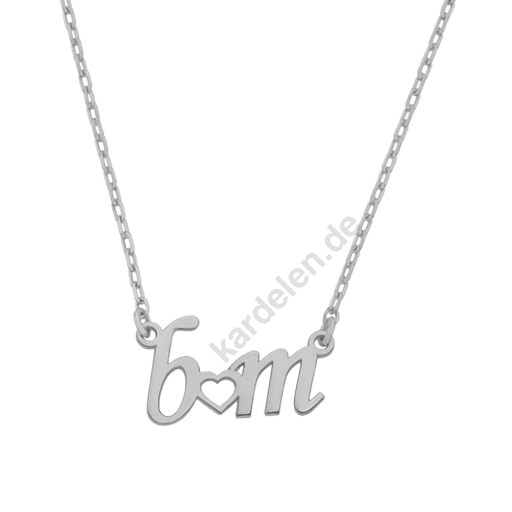 Kardelen 2er Herz Buchstabenhalskette - 925 SILBER Auslauf