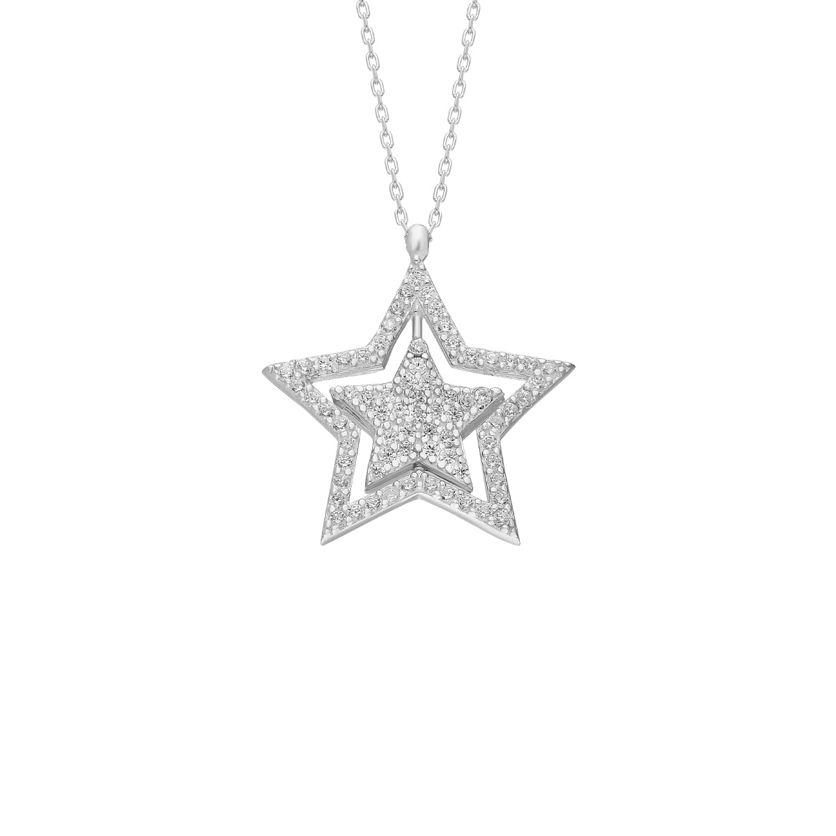 Kardelen Glänzend Star Halskette - 925 SILBER Meist gekauft