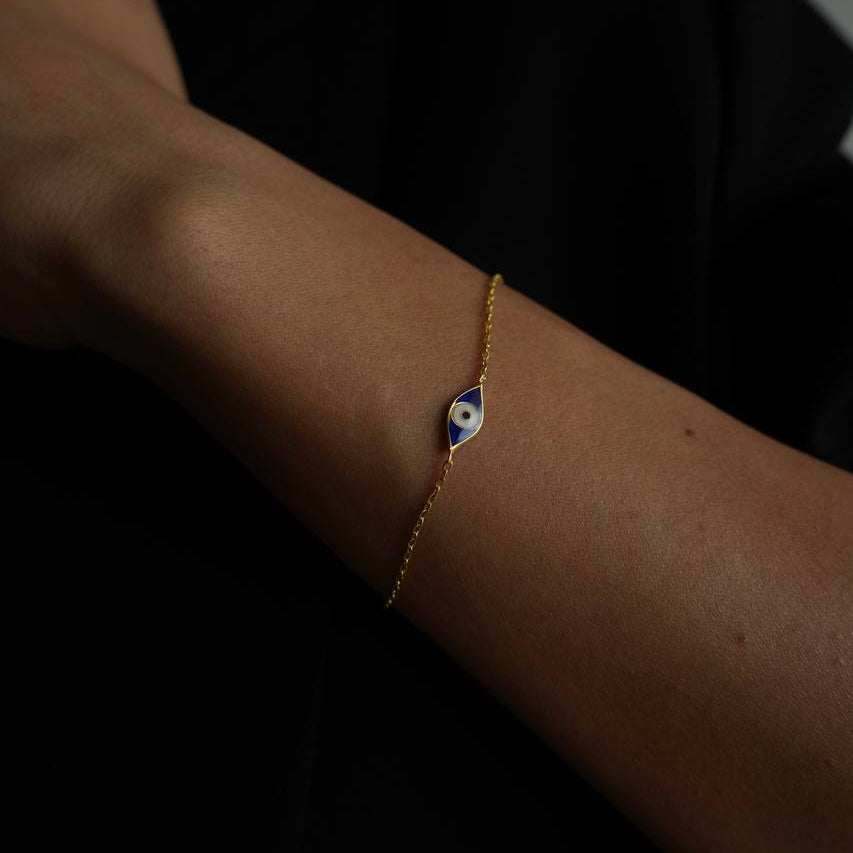 Kardelen BLAUE MINI EYE ARMKETTE - 925 SILBER Fabrik Onlineshop