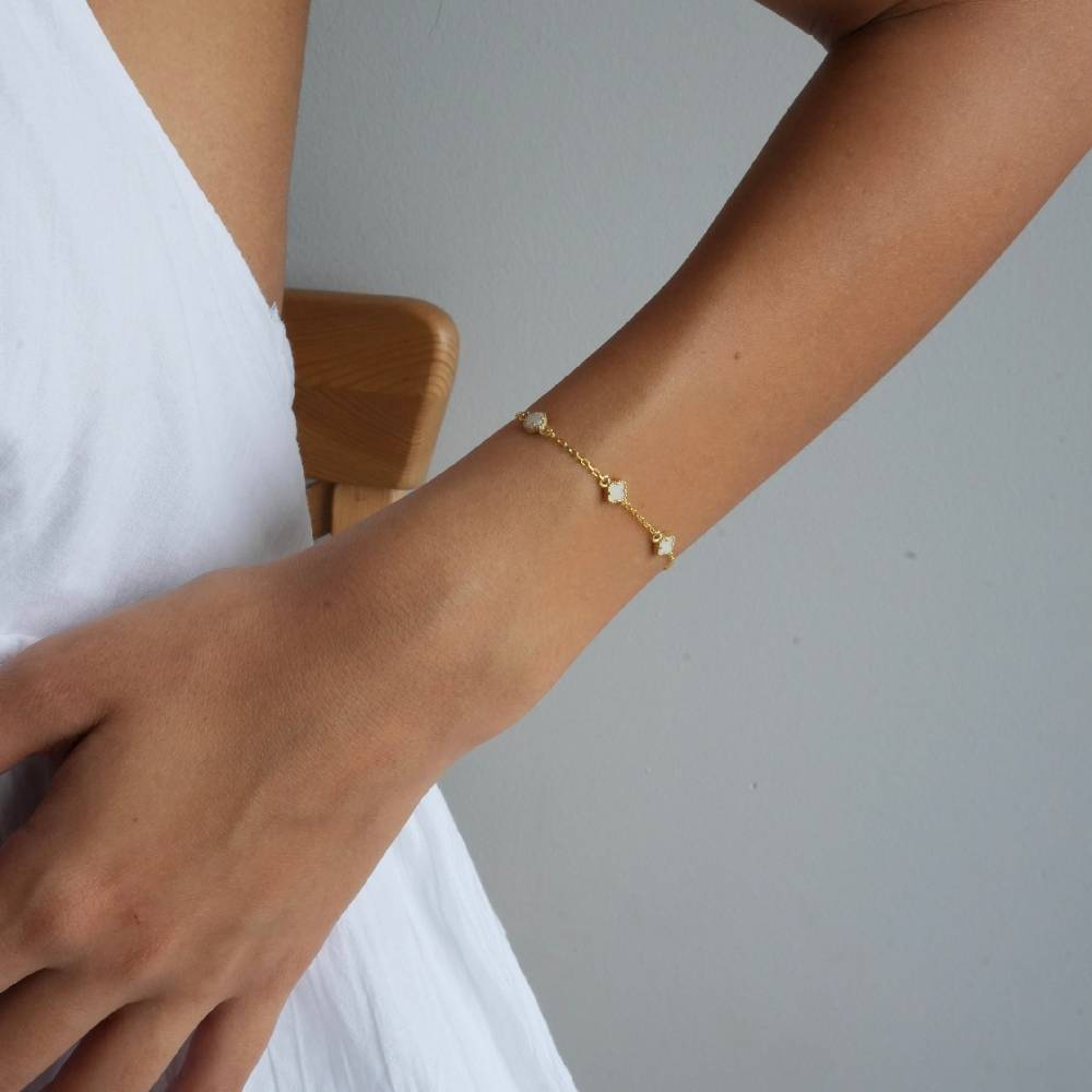 Kardelen MINIMAL WEISSE KLEE ARMKETTE - 925 SILBER Sonderangebot