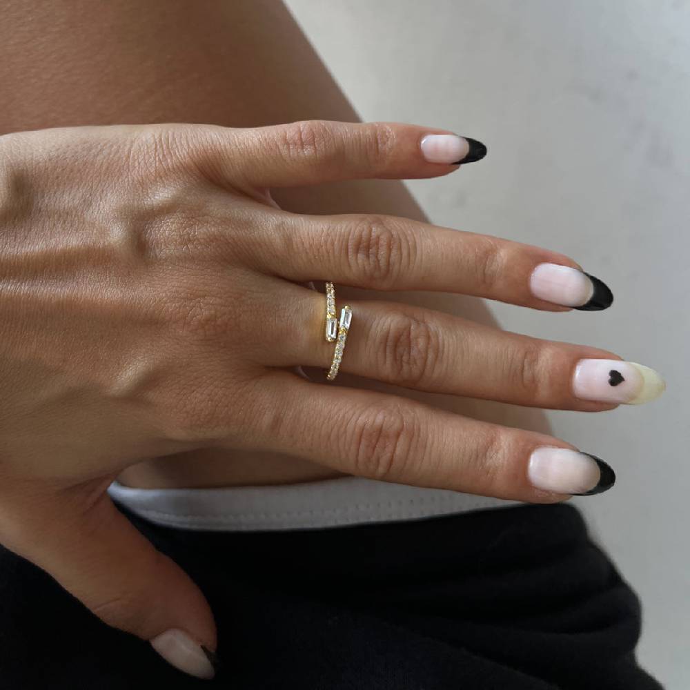 Kardelen Double Baguette Ring - 925 SILBER Speichern exportieren