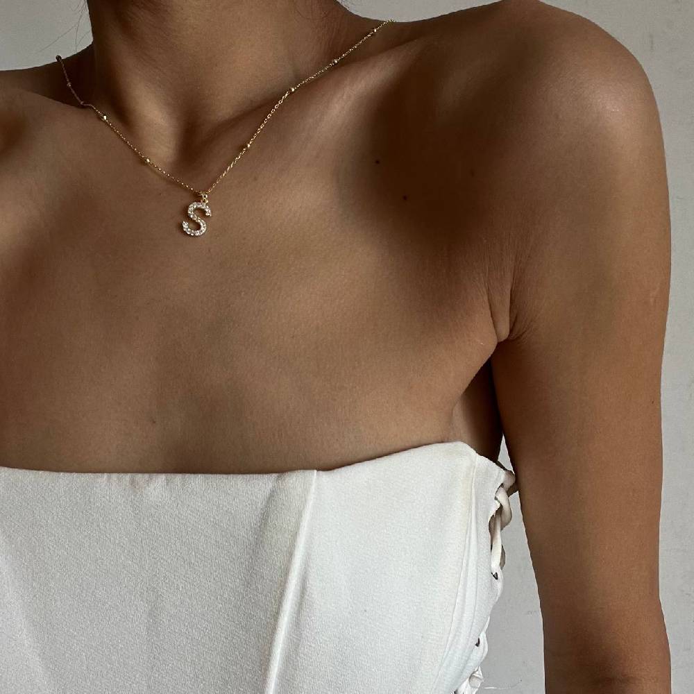 Kardelen Zirkonia Vintage Letter Necklace - 925 SILBER 2025