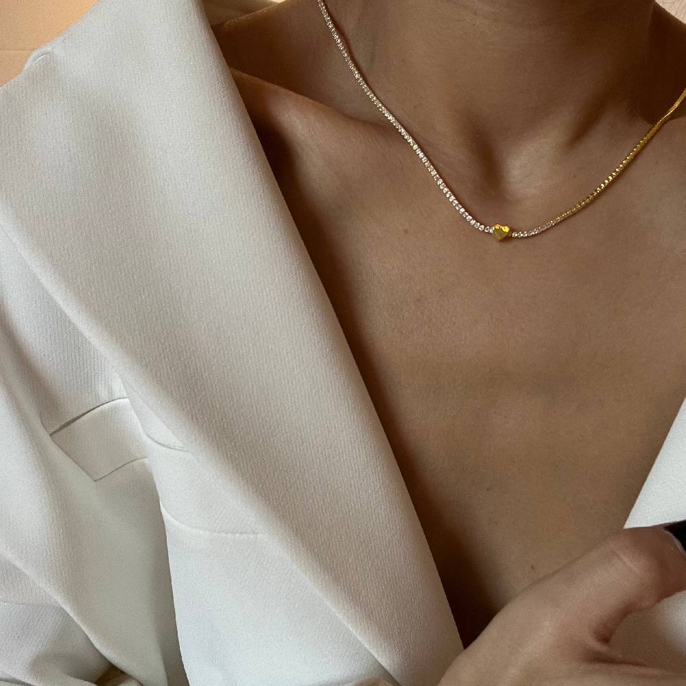Kardelen Chain Strass herzkette - 925 SILBER Günstiger Verkauf