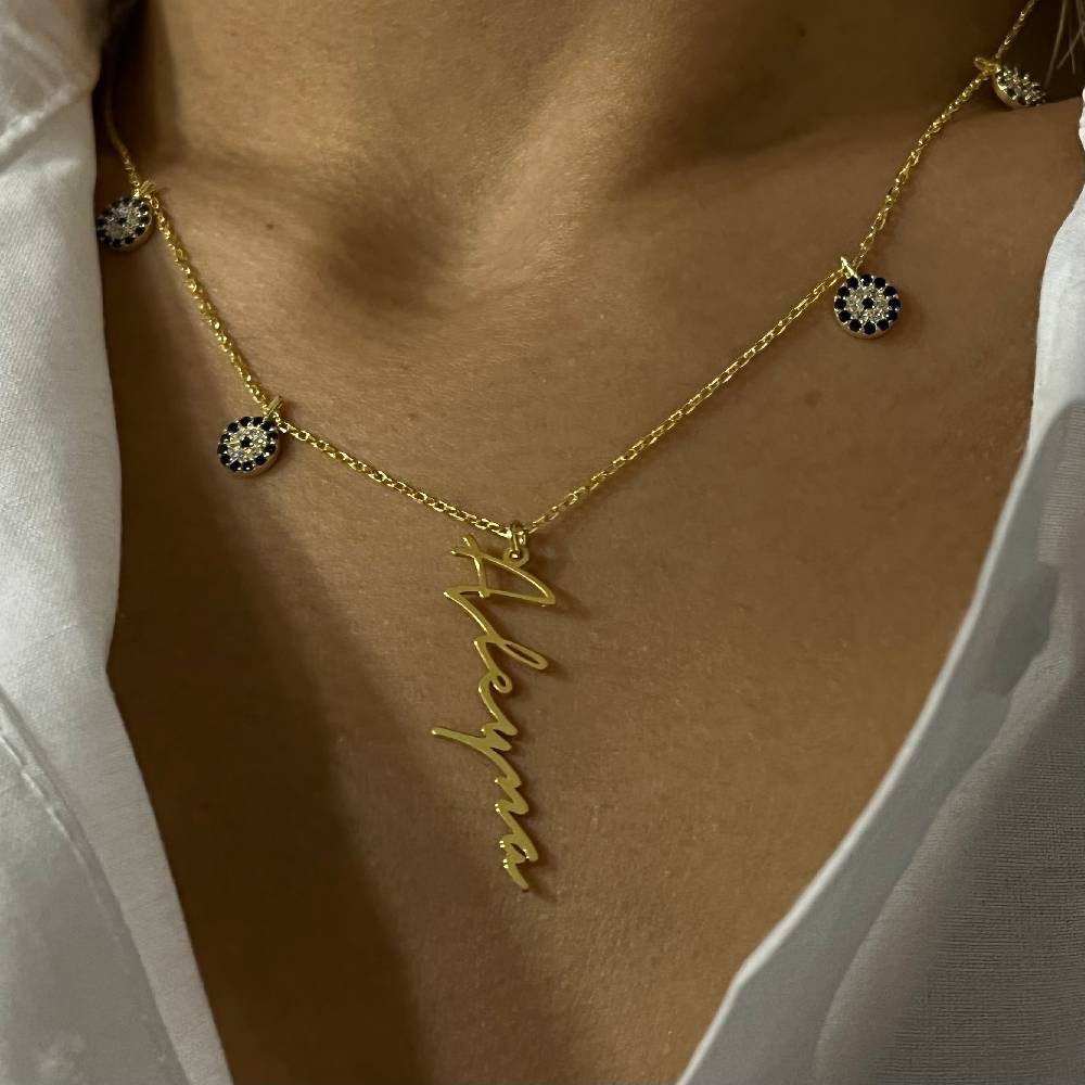 Kardelen Nazar x Signatur Kette - 925 SILBER Kostenloser Versand