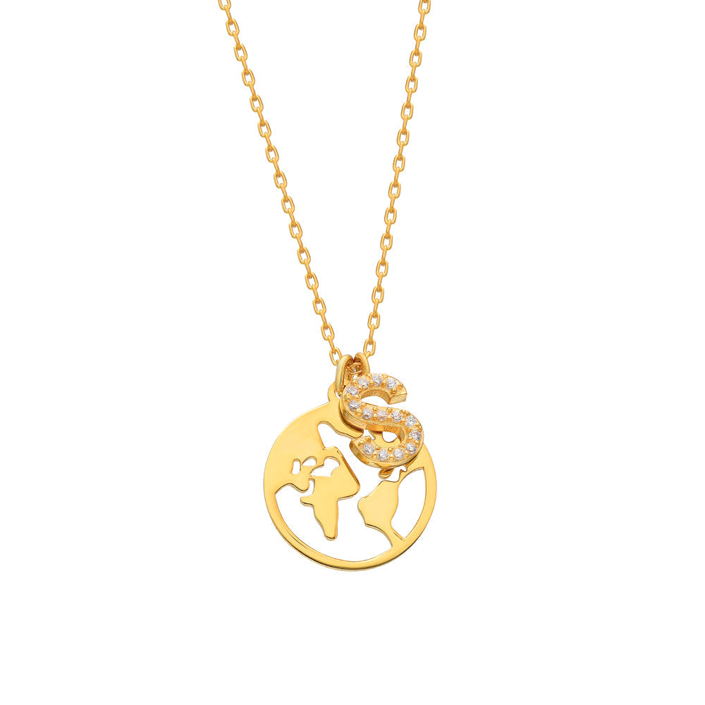 Kardelen Welt Halskette mit Initalien - 925 SILBER Fabrik Onlineshop