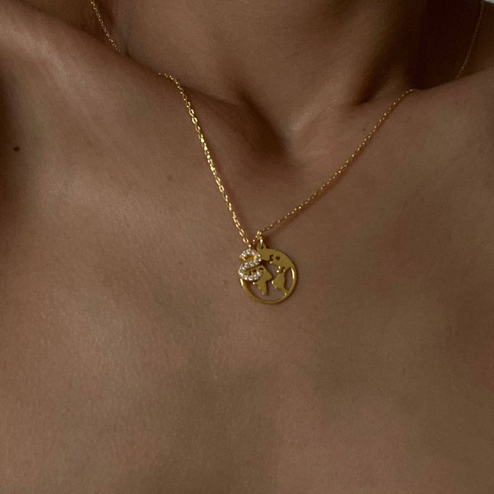 Kardelen Welt Halskette mit Initalien - 925 SILBER Fabrik Onlineshop