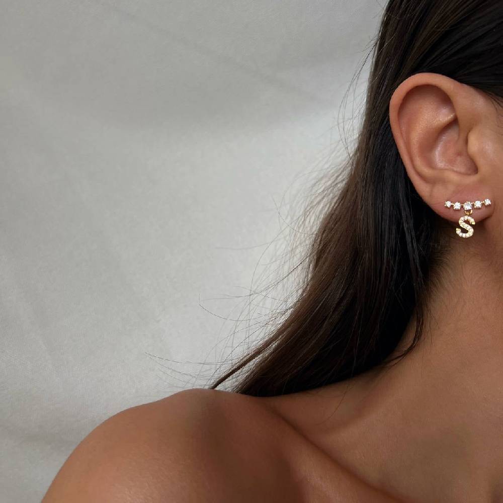 Kardelen Estee mit Initialen Ohrring - 925 SILBER Versandkostenfrei