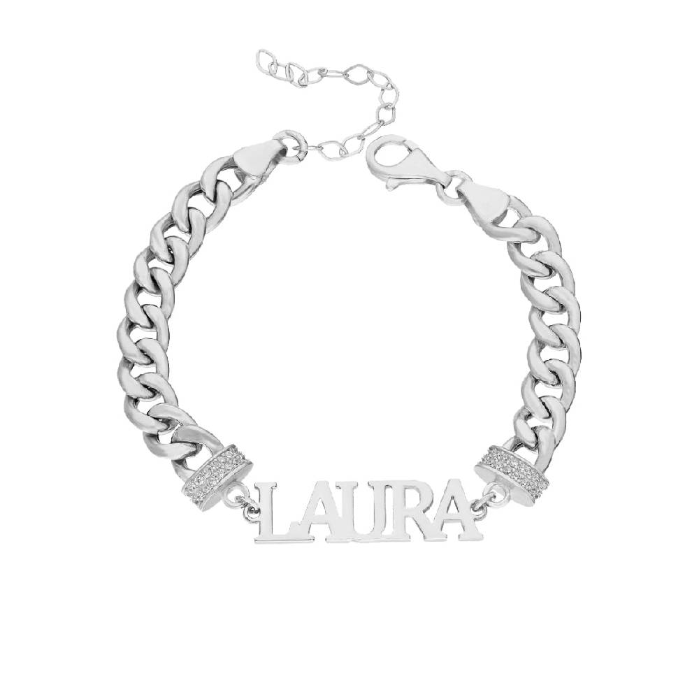Kardelen Cubice Armkette mit Wunschnamen - 925 SILBER Saisonschlussverkauf