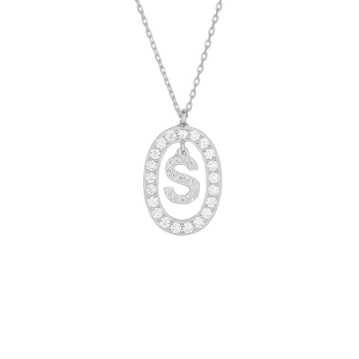 Kardelen Oval Zirkonia Buchstaben Kette - 925 SILBER Cyber Monday
