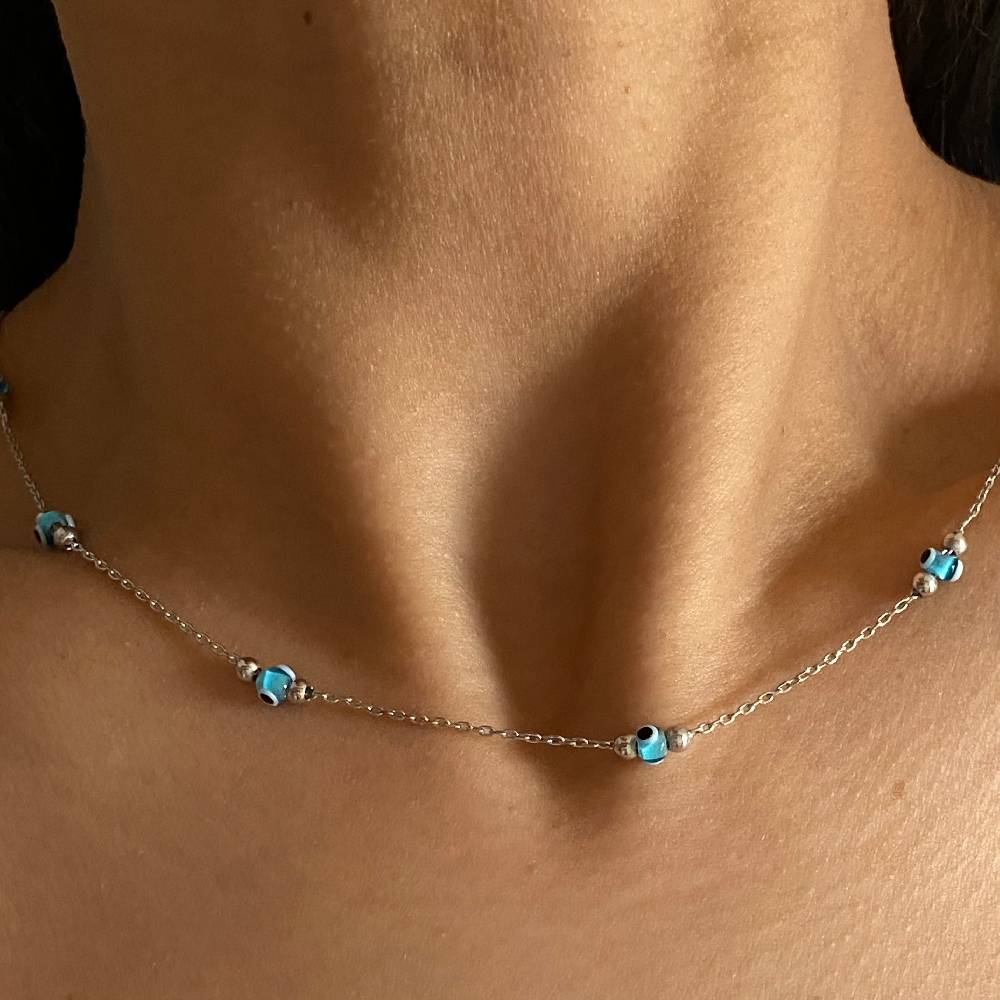 Kardelen Multi Nazar Halskette - 925 SILBER Valentinstagsangebot