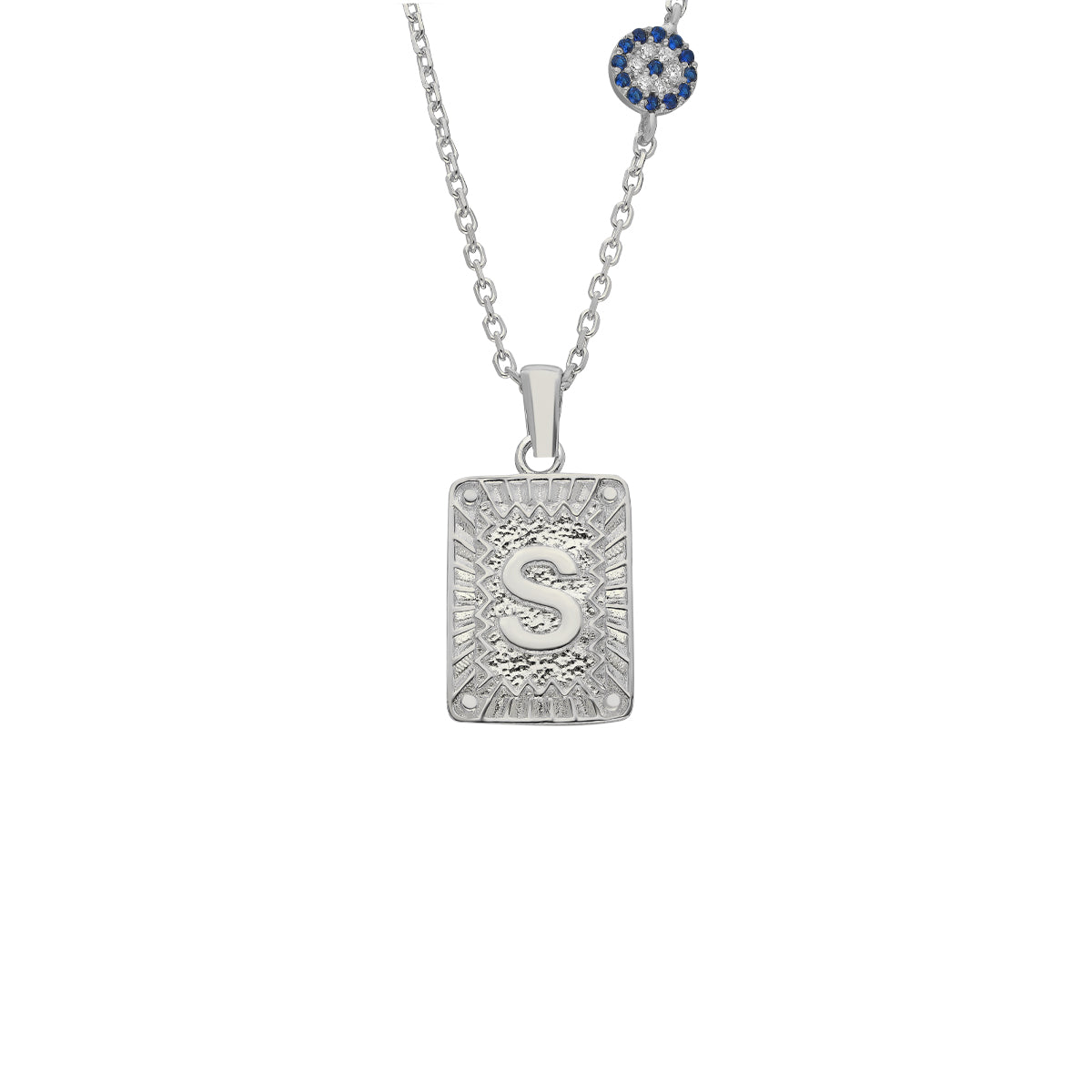 Kardelen Vintage Buchstaben Kette mit Nazar - 925 SILBER Jubiläumsangebot