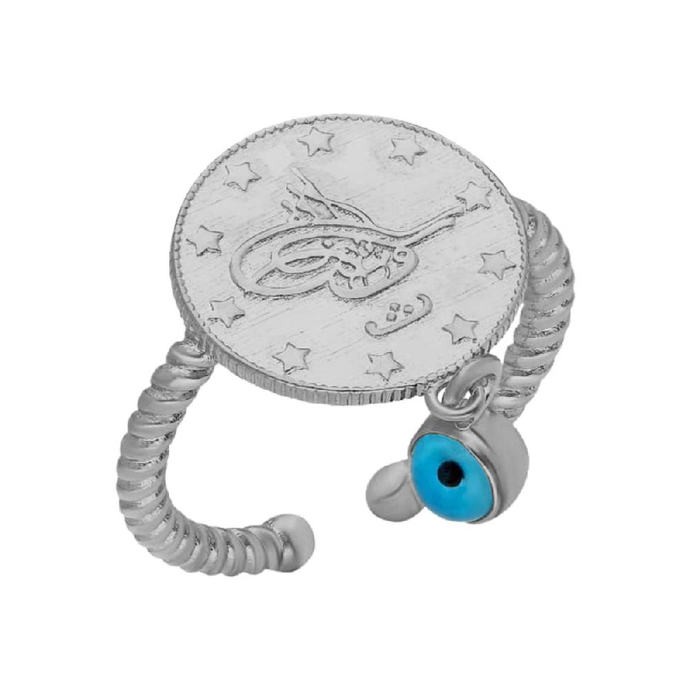 Kardelen Ceyrek Ring mit Nazar - 925 SILBER Zeitlich begrenztes Angebot